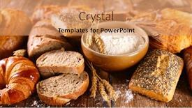  Presentation with bread - Cool new PPT theme with collection-of-various-of-bread backdrop and a coral colored foreground