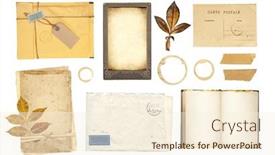  Presentation with postcard - Presentation design featuring collection-of-vintage-element background and a cream colored foreground