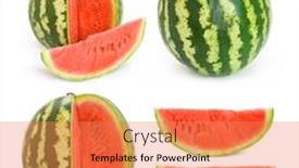  Presentation with melon - Presentation having collection of water melon images background and a coral colored foreground