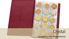  Presentation with album - Cool new presentation design with collection of world money coins backdrop and a soft green colored foreground