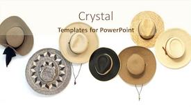  Presentation with woven - Theme having collection-of-woven-straw-hats background and a cream colored foreground
