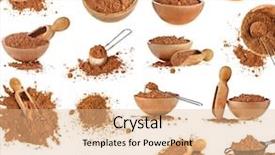  Presentation with cocoa - Theme having collection set of cocoa powder background and a coral colored foreground