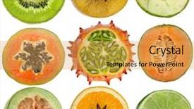  Presentation with orange lime - Presentation theme with collection set of halves fruits background and a yellow colored foreground