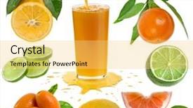  Presentation with citrus - Colorful presentation theme enhanced with collection set of ripe fresh citrus isolated on the white background backdrop and a yellow colored foreground