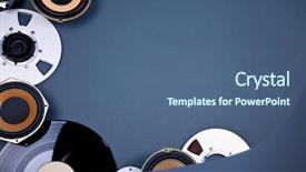  Presentation with tape audio - Amazing presentation theme having collection set with speakers tape backdrop and a ocean colored foreground