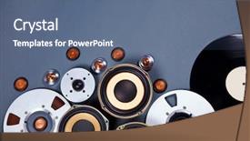  Presentation with tape audio - Presentation theme with collection set with speakers tape background and a ocean colored foreground