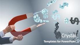  Presentation with magnet - Colorful PPT theme enhanced with collections revenues - businessman catching dollars on horseshoe backdrop and a  colored foreground