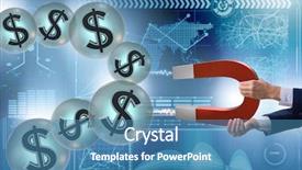  Presentation with magnet - Audience pleasing slides consisting of collections revenues - businessman catching dollars on horseshoe backdrop and a  colored foreground