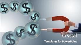  Presentation with magnet - Amazing slide set having collections revenues - businessman catching dollars on horseshoe backdrop and a gray colored foreground