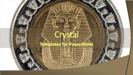  Presentation with black and white old phone - PPT layouts featuring collections revenues - old egyptian coin isolated background and a  colored foreground