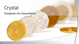  Presentation with egyptian - Presentation with collections revenues - old egyptian coins isolated background and a  colored foreground