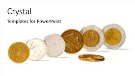  Presentation with egyptian - Theme enhanced with collections revenues - old egyptian coins isolated background and a  colored foreground