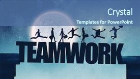  Presentation with collective - Slide set consisting of collective - business teamwork concept background and a ocean colored foreground