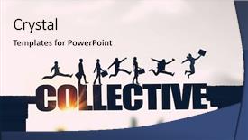  Presentation with collective - PPT theme featuring collective - business teamwork concept background and a sky blue colored foreground