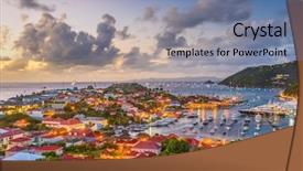  Presentation with carribean - Slide deck having collective - gustavia st barths town skyline background and a seafoam green colored foreground