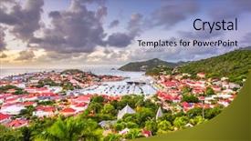  Presentation with carribean - Audience pleasing slide deck consisting of collective - gustavia st barths town skyline backdrop and a light blue colored foreground