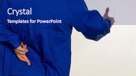  Presentation with solar pannel back ground - Presentation featuring collective bargaining - craftsman crossed fingers behind his background and a navy blue colored foreground