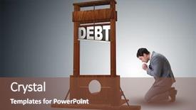  Presentation with cash - Slide deck consisting of collector cash - businessman in heavy debt business background and a tawny brown colored foreground