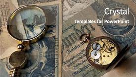  Presentation with time money - Theme featuring collector cash - time is money concept background and a gray colored foreground