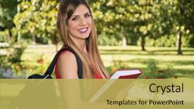  Presentation with book - Colorful presentation enhanced with college - cute young woman holding backdrop and a yellow colored foreground