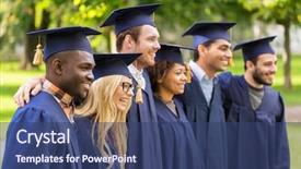  Presentation with international education - PPT theme having college - education graduation and people concept background and a ocean colored foreground