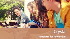  Presentation with high school students - Beautiful slide deck featuring college - education high school and people backdrop and a coral colored foreground