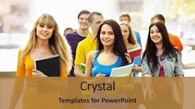 Presentation with student and covid - Presentation theme having college - group student with notebook background and a gold colored foreground