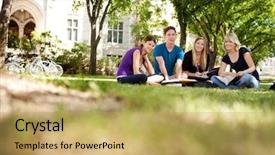  Presentation with study - Slide deck consisting of college - group study session with four background and a yellow colored foreground