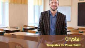  Presentation with classroom - Amazing presentation having college - portrait of happy teacher backdrop and a tawny brown colored foreground