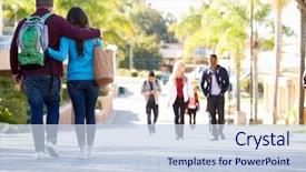  Presentation with university - PPT theme enhanced with college - student couple walking outdoors background and a lemonade colored foreground