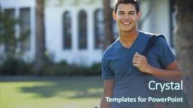  Presentation with backpack - Amazing slides having college - student with skateboard and backpack backdrop and a ocean colored foreground