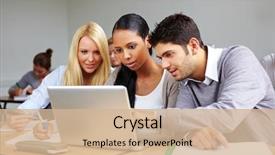  Presentation with university - PPT layouts consisting of college - students in university class learning background and a soft green colored foreground