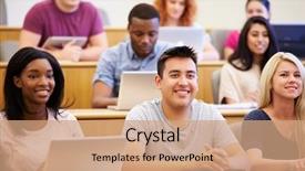  Presentation with college students - Presentation enhanced with college - students using laptops and digital background and a coral colored foreground