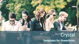  Presentation with internet - Cool new presentation theme with college - summer internet education campus backdrop and a ocean colored foreground