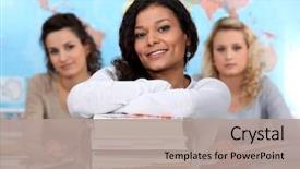  Presentation with leader - Colorful PPT theme enhanced with teaching college - who's the leader backdrop and a  colored foreground