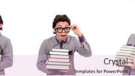  Presentation with books - PPT theme having college abroad - student with books isolated background and a  colored foreground
