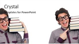  Presentation with college - Audience pleasing slides consisting of college abroad - student with books isolated backdrop and a  colored foreground