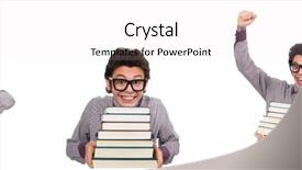  Presentation with tan book stack stacks of books - PPT theme consisting of college abroad - student with books isolated background and a  colored foreground