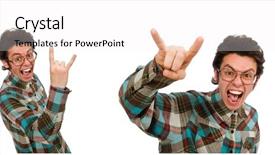  Presentation with student - PPT theme with college abroad - young male student isolated background and a  colored foreground