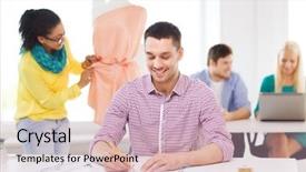  Presentation with office inauguration launch start up - Presentation theme featuring college adjustment - startup education fashion and office background and a  colored foreground