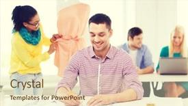  Presentation with office inauguration launch start up - Slide deck enhanced with college adjustment - startup education fashion and office background and a  colored foreground