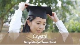  Presentation with graduation black graduate hat - Beautiful slides featuring college adjustment - student woman wear graduation gown backdrop and a coral colored foreground