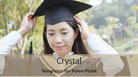  Presentation with graduation - Theme enhanced with college adjustment - woman adjusting her graduation gown background and a coral colored foreground