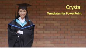  Presentation with university - Audience pleasing theme consisting of college adjustment - woman with graduation gown backdrop and a  colored foreground