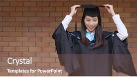  Presentation with graduation - Colorful presentation design enhanced with college adjustment - young woman with graduation gown backdrop and a  colored foreground