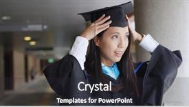  Presentation with graduation - Slide deck with college adjustment - young woman with graduation gown background and a dark gray colored foreground