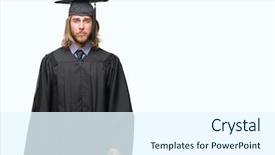  Presentation with afro hair salon - Slide deck having college anxiety - young handsome graduated man background and a  colored foreground