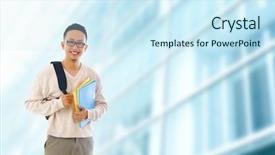  Presentation with university building - Beautiful slides featuring college backgrounds - good looking asian university student backdrop and a cool aqua colored foreground