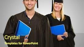  Presentation with college students - Audience pleasing PPT theme consisting of college backgrounds - male and female graduate students backdrop and a wine colored foreground