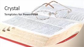  Presentation with bound - Presentation design enhanced with college bound - open book with eye glasses background and a white colored foreground